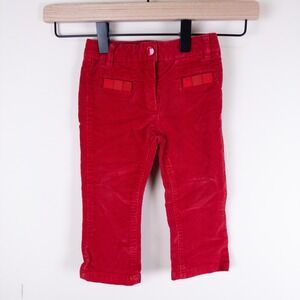 Jacadi Corduroy‎ Pants Kids 18M Red Bow Detail Adjustable Waist Straight Leg